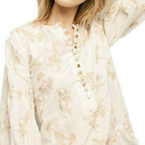 Anthropology Floreat gold embroidered blouse size s